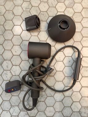 Dyson Hair Dryer in Matte grey/black with Pink Accent